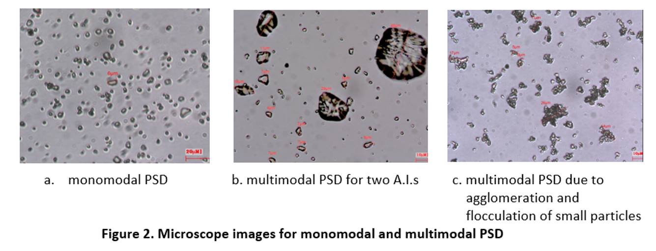 Microscope images for monomodal and multimodal PSD